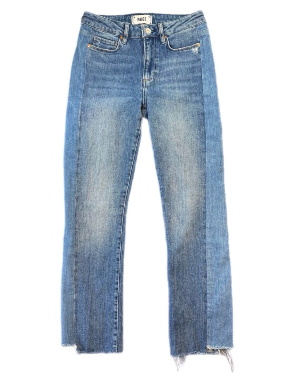 PAIGE Cindy Trusted Two-Tone  Straight Leg Jeans